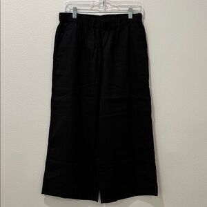 NWT Eileen Fisher Black Pull On Wide Leg Pant 100% Organic Linen Sz ps/pp